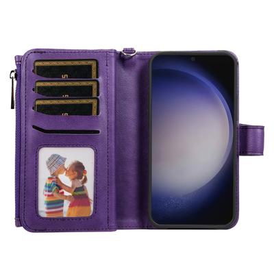 Магнитный кожаный чехол для Samsung Galaxy S25/S24, мобильная накладка со съемным кошельком на молнии и ремешком