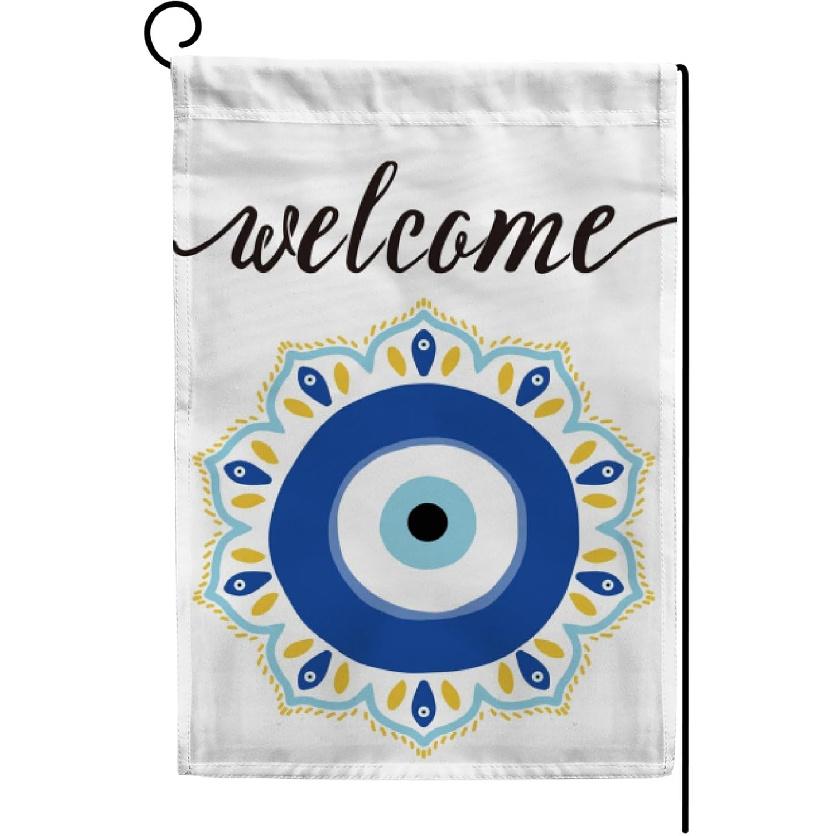 Garden Flag Vertical Double Sided Yard Flags Evil Eye Mandala Welcome Banner Holidays Outdoor Indoor Farmhouse Seasonal Decoration Polyester