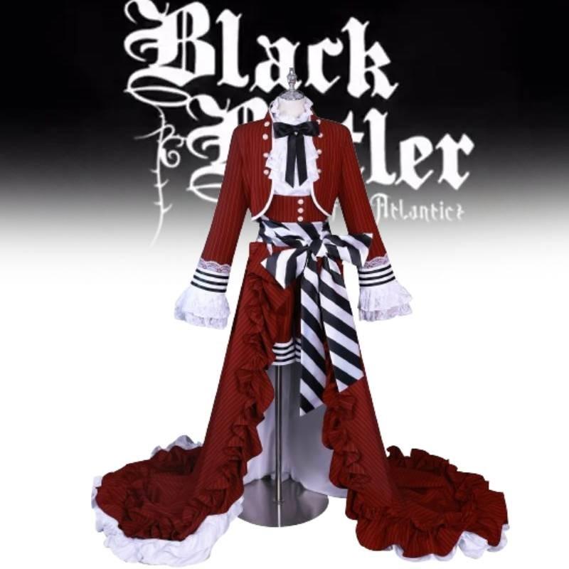 Высококачественный наряд Сиэля из «Темного дворецкого» с красной чайной чашкой, с аксессуарами и париком, размеры XS-XXXL