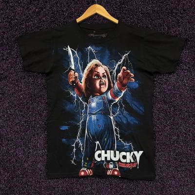 Футболка с принтом фильма «Детские игры» (Chucky Wanna Play), двусторонняя, размер Medium