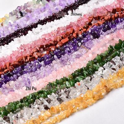 Натуральные разноцветные хрустальные бусины из крошки - Агат, Халцедон, Флюорит, Гранат