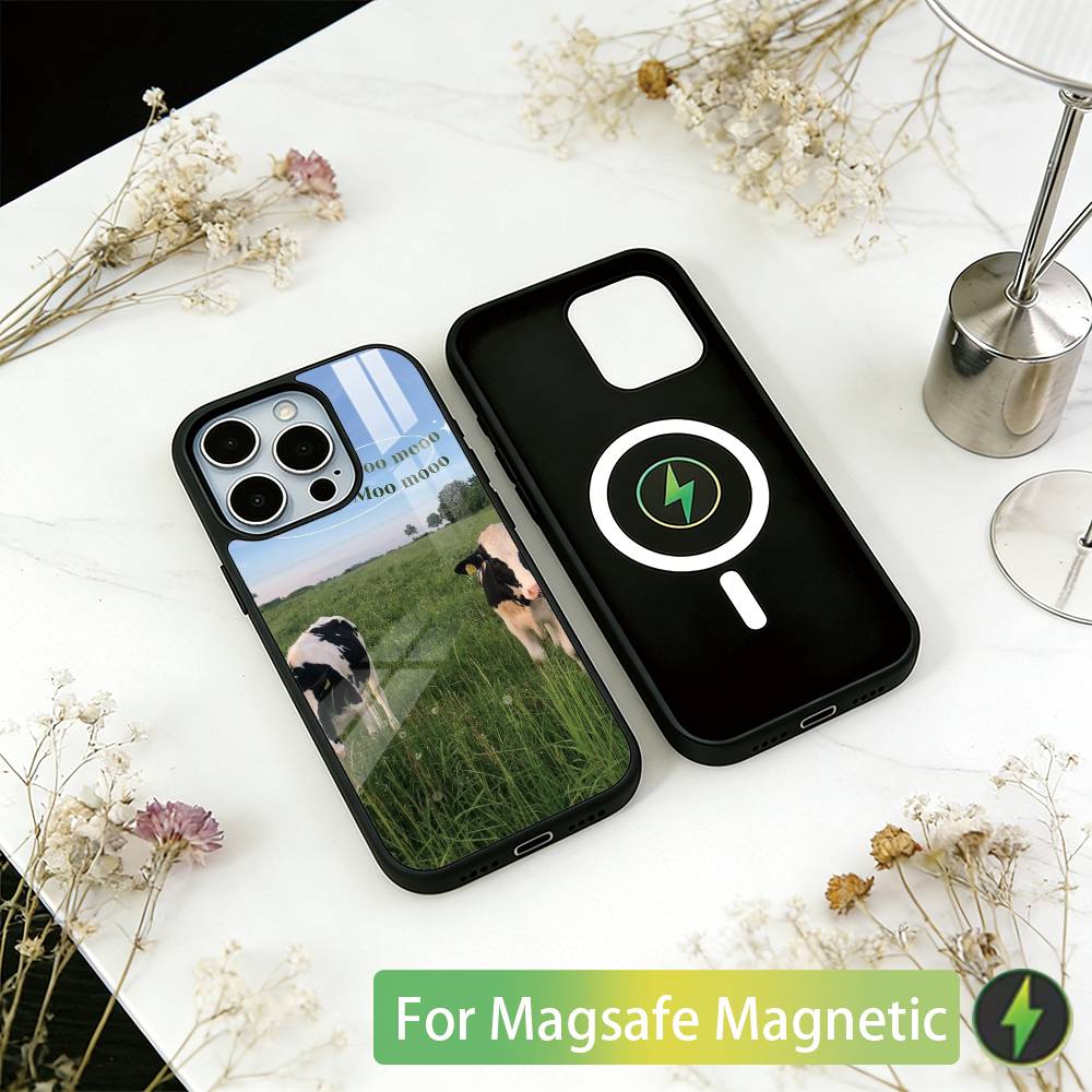 Забавные милые коровы Чехол для телефона Для iPhone 17, 16, 15, 14, 13, 12, 11 Plus, Pro Магнитный с Magsafe Беспроводная зарядка