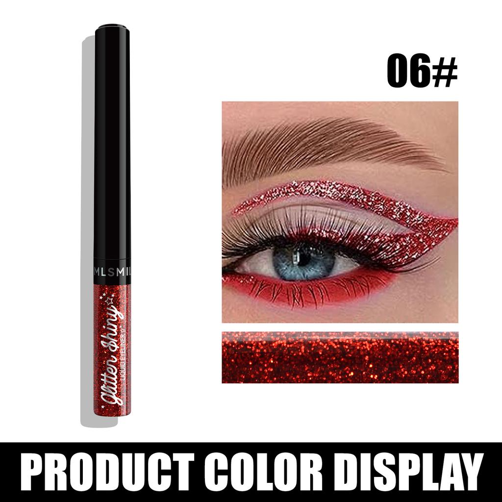 MLSMILE Pearlescent Liquid Eyeliner, Explosive Colorful Glitter Eye Shadow, Waterproof Non-smudge Eyeliner