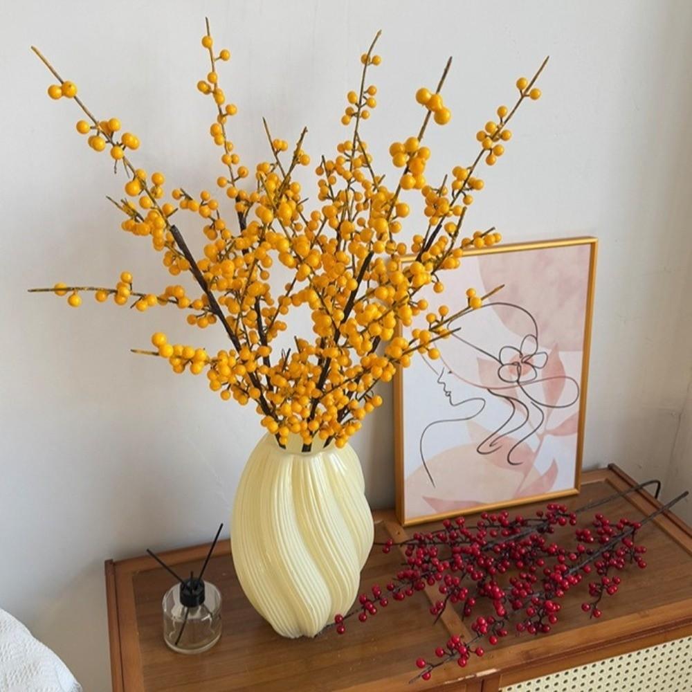 1PCS Holly Little Fruit Artificial Plants Red Berries Berry Bouquet Fake Flowers New Year