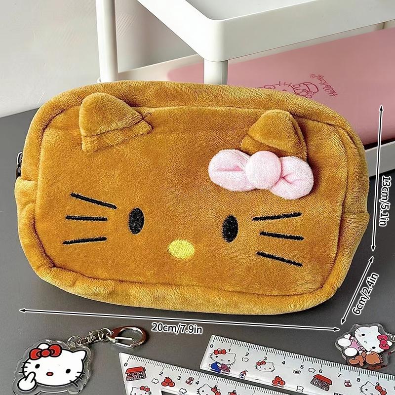 Пенал Hello Kitty Большой вместимости Плюшевый пенал-подставка Hello Kitty Сумка для хранения Hello Kitty Сумка для макияжа Косметичка Органайзер для стола