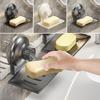 Metal Soap Dish Suction Cup Soap Container Tray Storage Rack  Bathroom Kitchen Sink Organizer