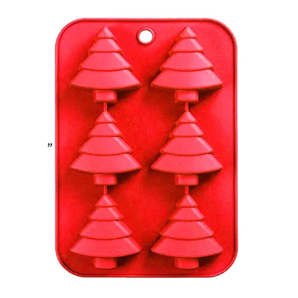 3D новогодняя елка силиконовая форма для выпечки DIY 6-гнездная рождественская форма для мусса помадка инструменты для украшения торта кухонные принадлежности
