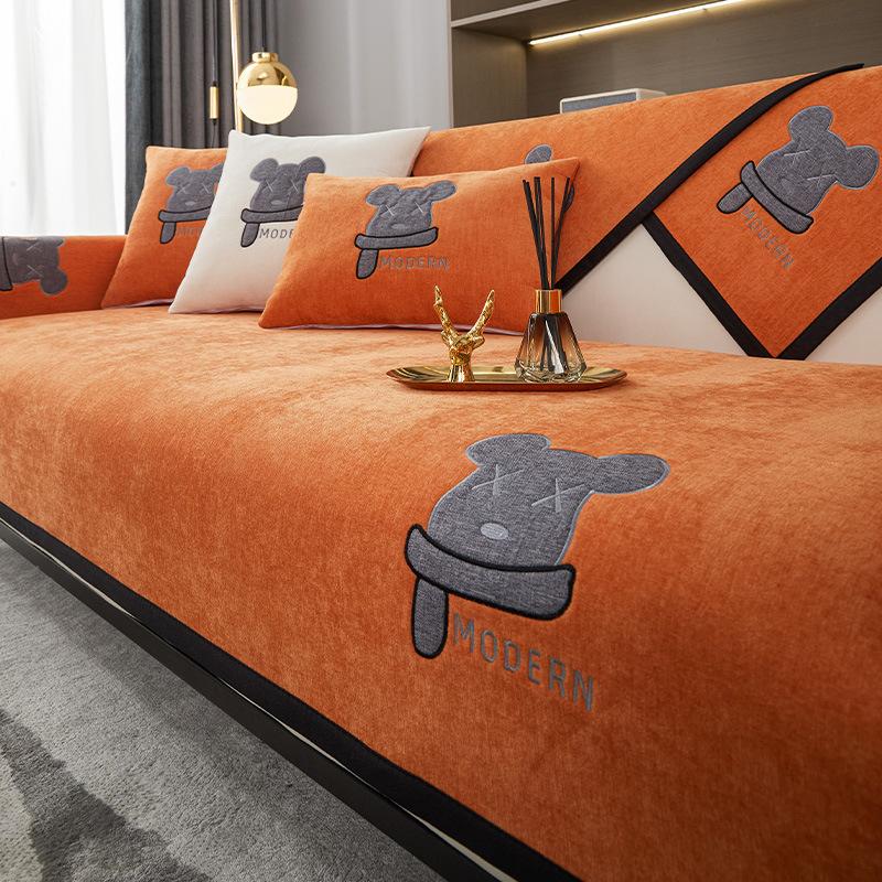 Подушка для дивана из синели, новый всесезонный легкий роскошный противоскользящий чехол, чехол на спинку, утолщенная подушка для сиденья