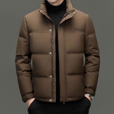 90 Down Jacket Men'S Winter Middle-Aged Business Casual Stand-Up Collar White Duck Down Thickened Warm Short Jacket Men