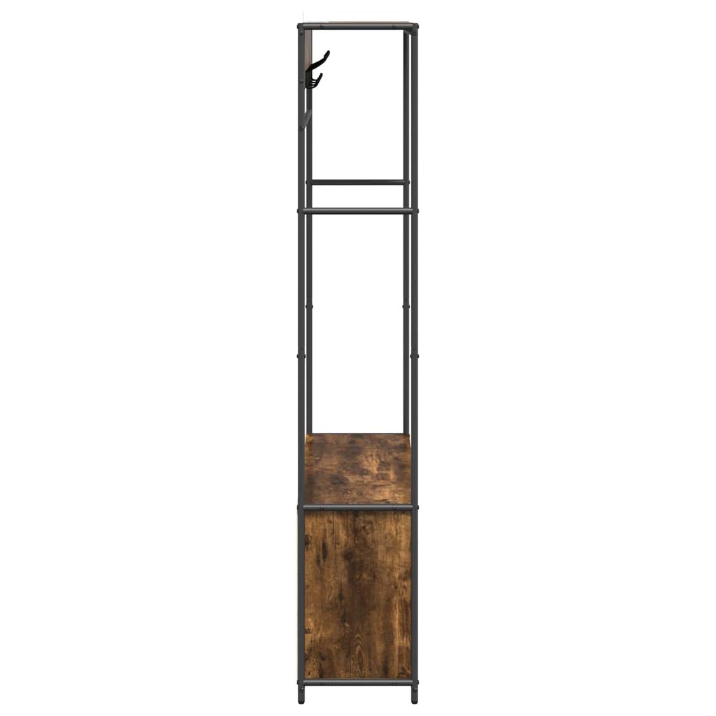 Coat Rack with Shoe Bench Smoked Oak 100 x 32 x 180.5 cm
