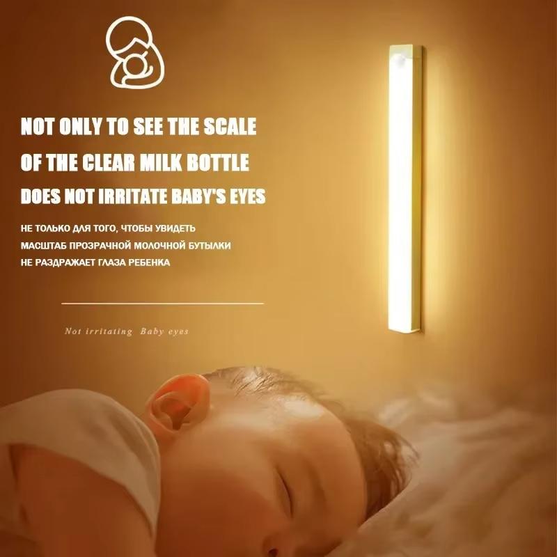 USB Rechargeable LED Bar Lamp with Motion Sensor and Magnetic Installation, Dimmable with 3 Soft Light Modes for Wardrobe, Bedside, Stairs