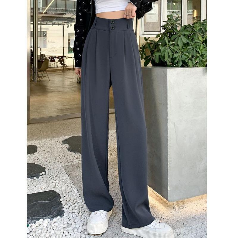 Широкие брюки для женщин, весенне-летний драпированный прямой костюм с высокой талией, тянущиеся брюки, повседневные брюки