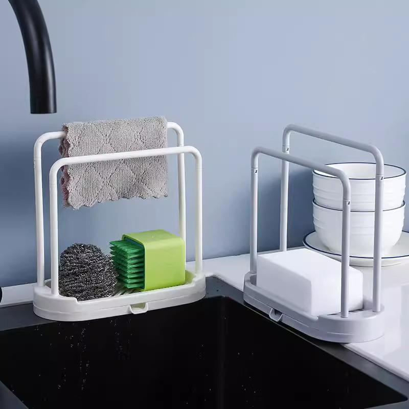 1PCS Detachable Kitchen Dishcloth Holder Rag Hanger Sink Sponge Holder Storage Rack Shelf for Bathroom Scrubber Brush Organizer