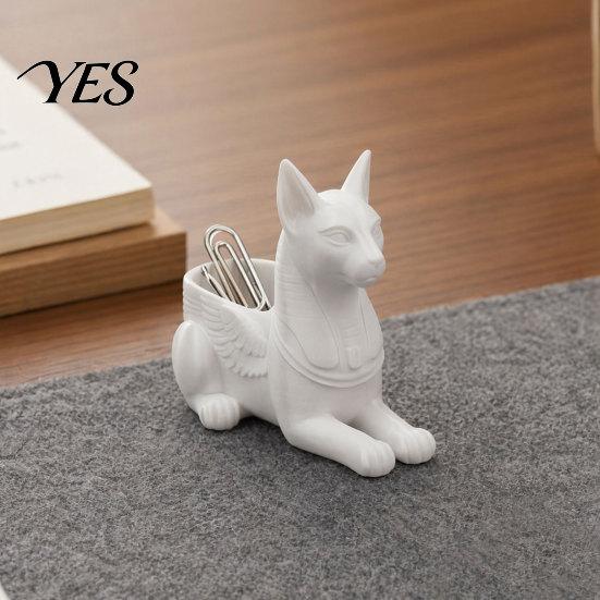 Mystical Egyptian Cat Ornament Statue, 3D Printed Bastet Figurine with Storage, Sculpture Mythical Creature Desk Organizer for Home Office,