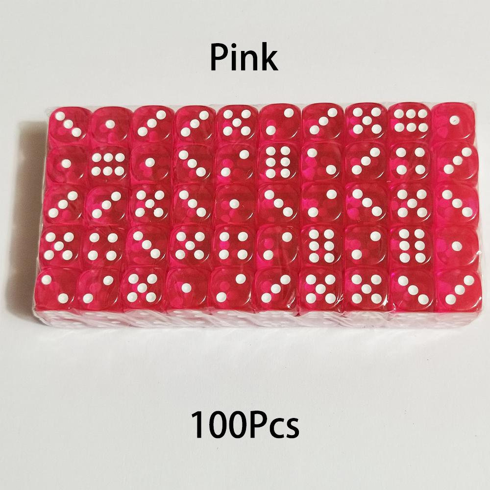 100Pcs/Set 6 Sided Dice 14Mm D6 16 Transparent Optional Color Acrylic Rounded Edges Dice For Table Board Games Party Dnd