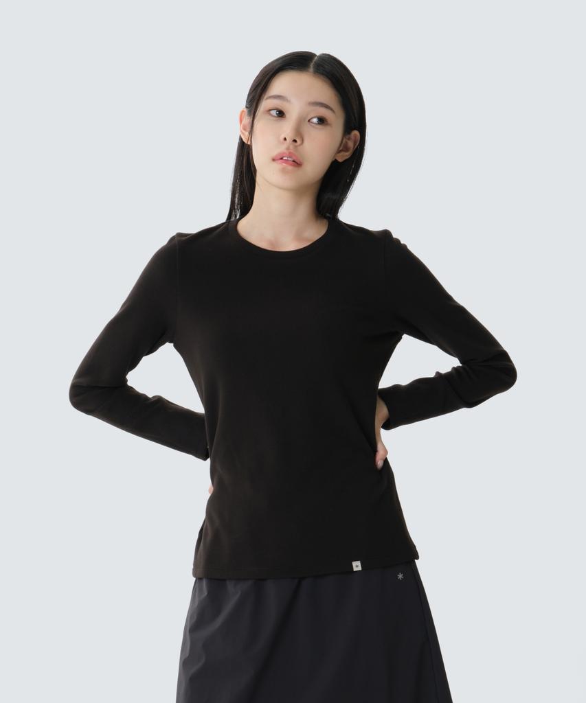 SNOWPEAK APPAREL Ribbed Women'S Long Sleeve T-Shirt (S26Fwftl31) Black