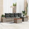VidaXL 6-piece Garden Sofa Set with Grey Cushions Poly Rattan Acacia 3348070