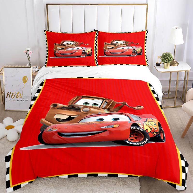 Cars Movie Characters Print 3Pcs Bedding Setduvet Cover With 2 Bedropillowcase Home Birthday Gift