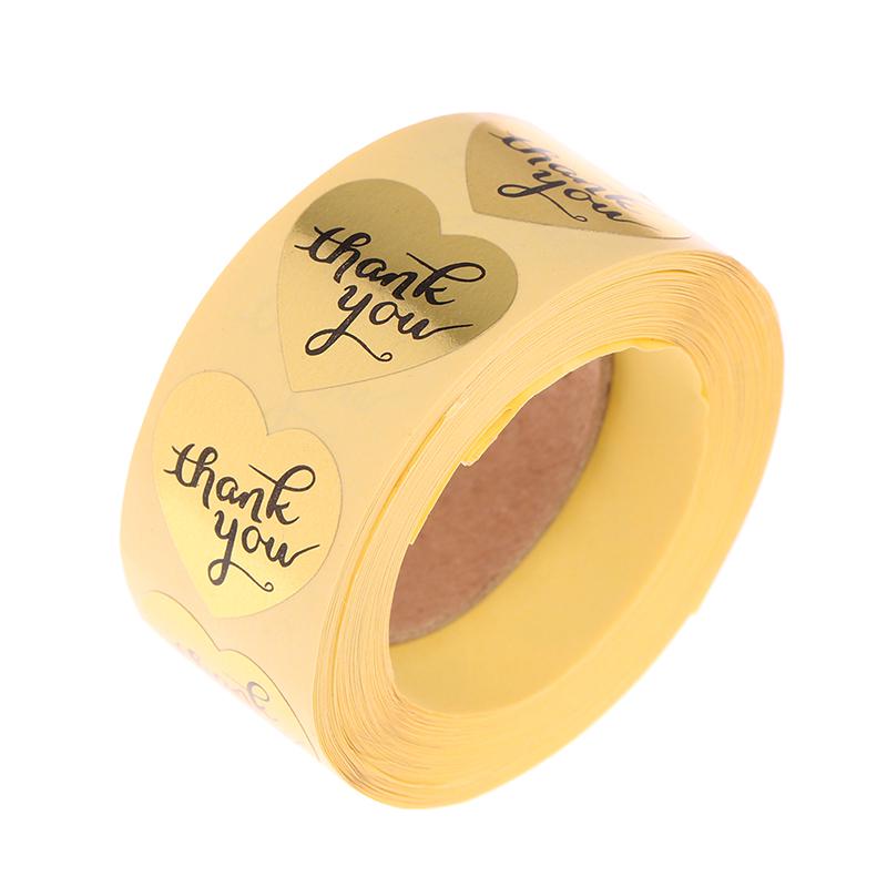500 Thank You Stickers Mini Diy Craft Gold Heart Shaped Lables Wedding Favour