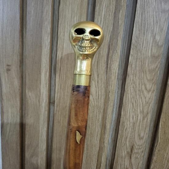 Walking Stick with Skull Handle, Handmade Wooden Stick, Elegant Accessory for Gentlemen