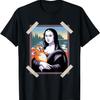 Funny Mona Lisa Cat Lovers Classic Art Parody Goofy Cat T-Shirt