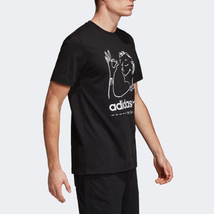 Adidas Originals Trefoil Hand Drawn Character Logo Tee V1 Men Tops Black CZ1764