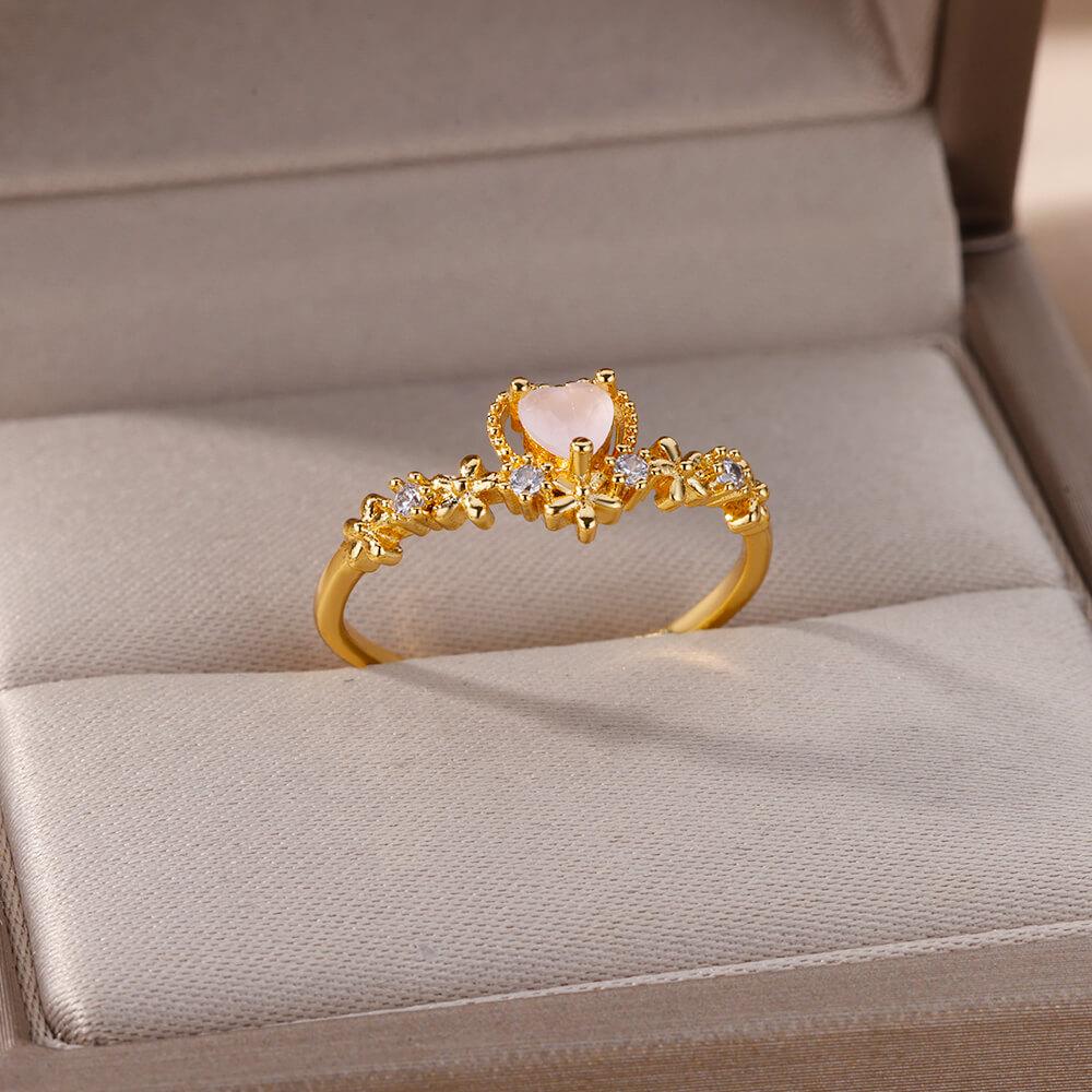 Zircon Heart Rings For Women Stainless Steel Adjustable Heart Ring Trend Wedding Jewelry anillos
