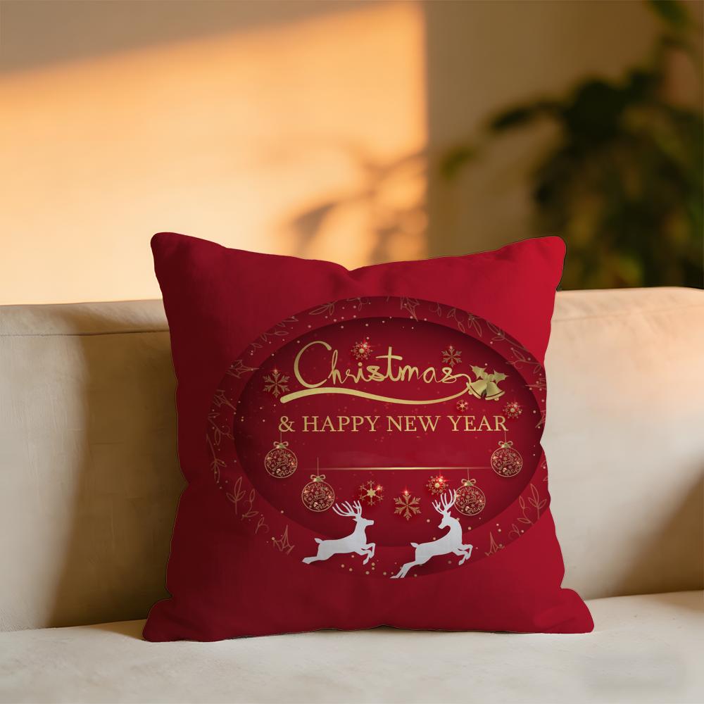 Cute Christmas Cushion Cover Cozy Velvet Throw PillowSoft Warm Cushion For Sofa Bed