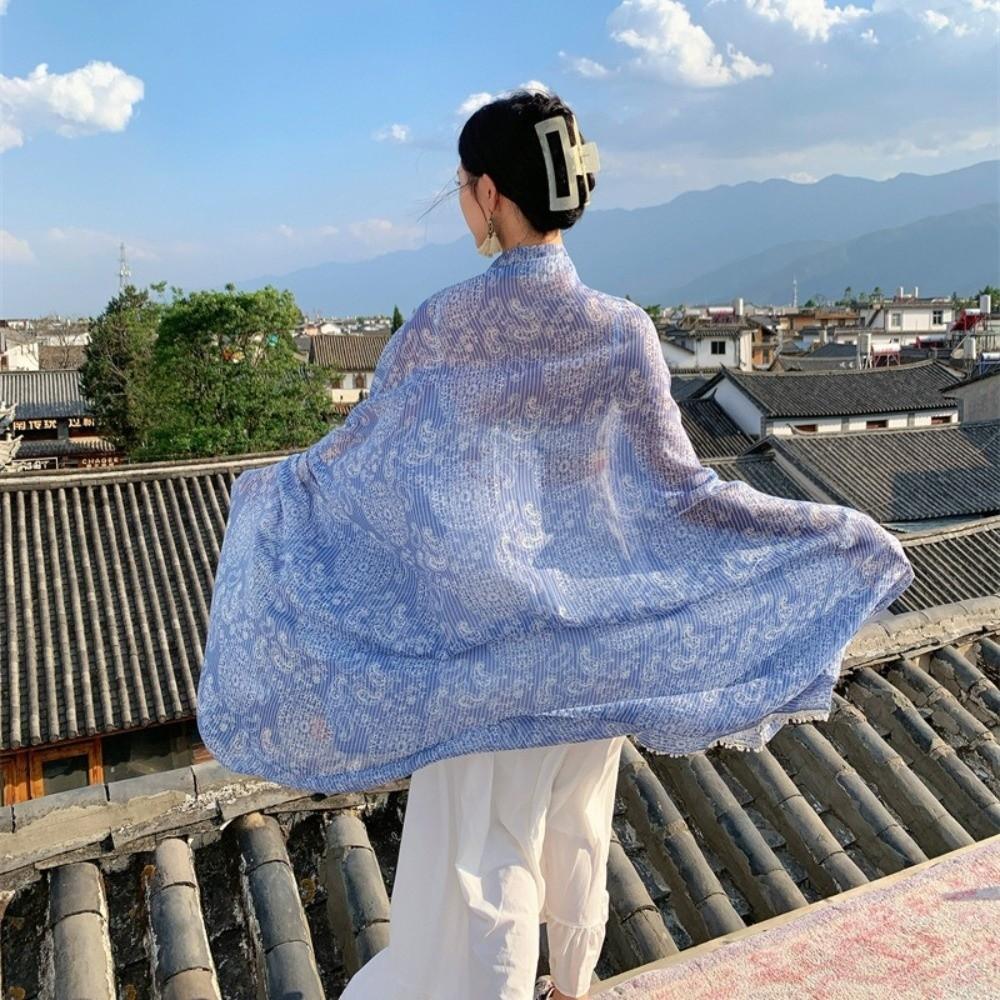 Sun Protection Paisley Shawl Head Wraps Beach Scarf Retro Sunscreen Shawl  Outdoor