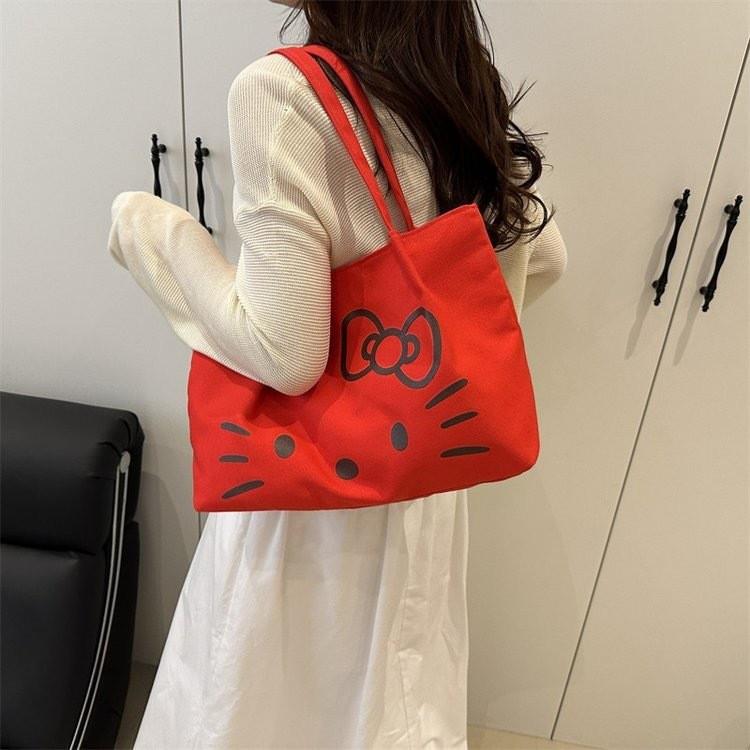 Hello Kitty Fashion Canvas Shoulder Bag With Zipper Interior Soft Construction For Women