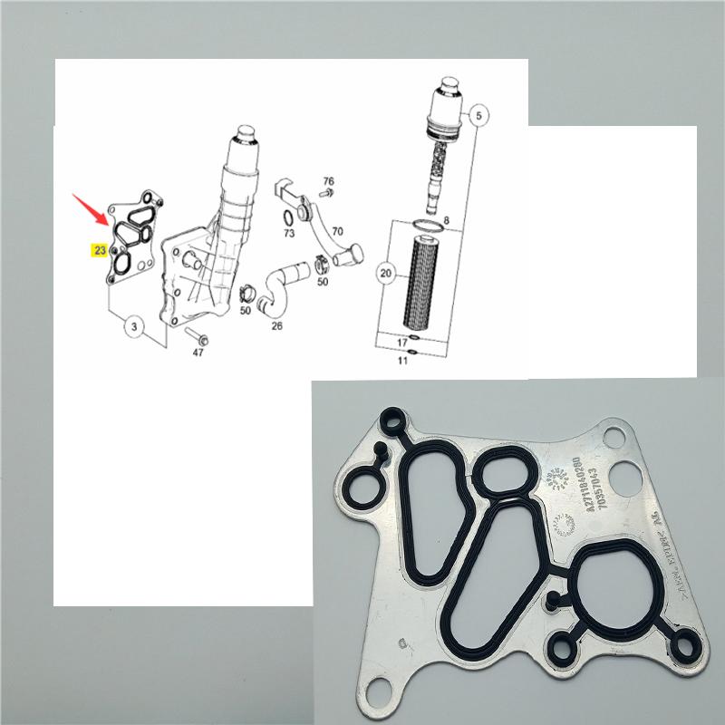 For Mercedes M271 W204 C180 C200 E200 SLK Oil Filter Housing Gasket / Radiator Oil Cooler Gasket Kits OE: 2711840280