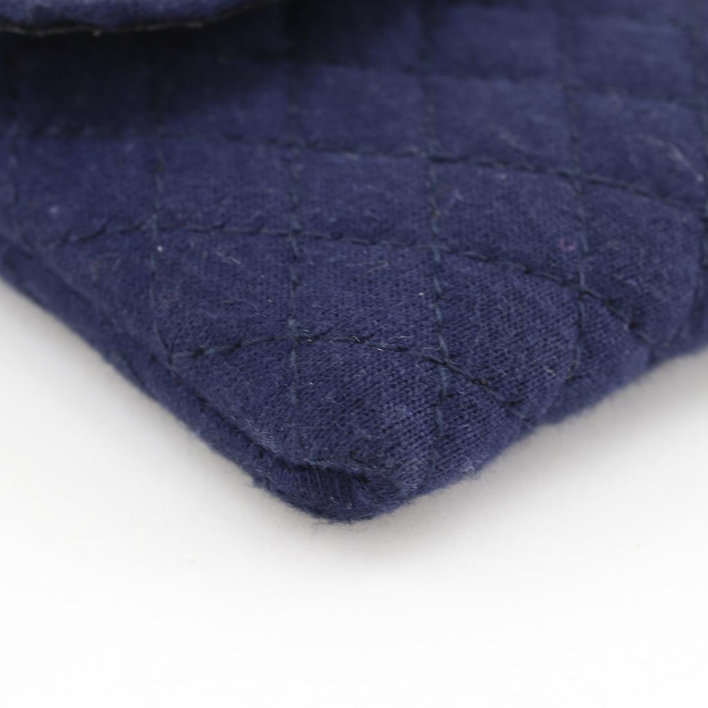 CHANEL Chain pouch Pouch Micro Matelasse Navy blue cotton Women Used