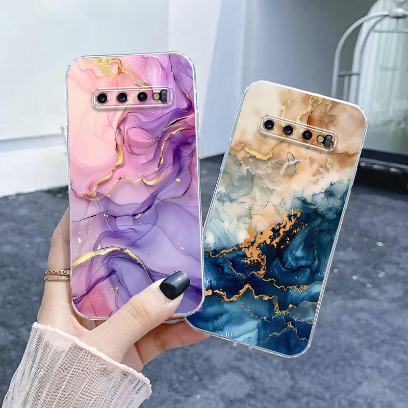 Для Samsung S10 Plus S10 5G Чехол Роскошный Чехол для Телефона Для Samsung GalaxyS10 S10E Мраморный Цветочный Прозрачный Мягкий Силиконовый Защитный Чехол