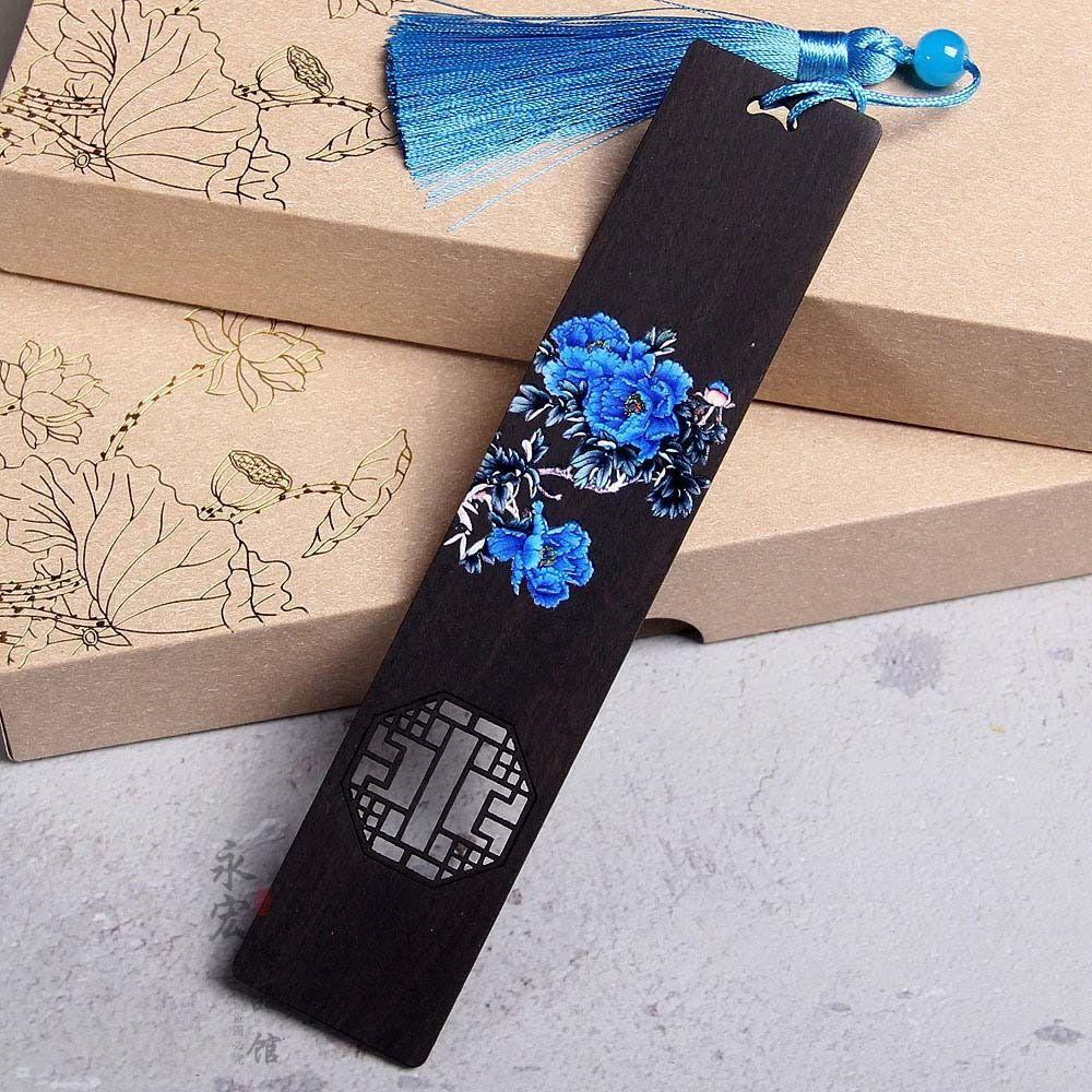 Деревянная цветная расписная закладка в китайском стиле с резьбой в стиле ретро, зажим для книг из черного дерева, отметка для нумерации страниц, канцелярские принадлежности для школьников