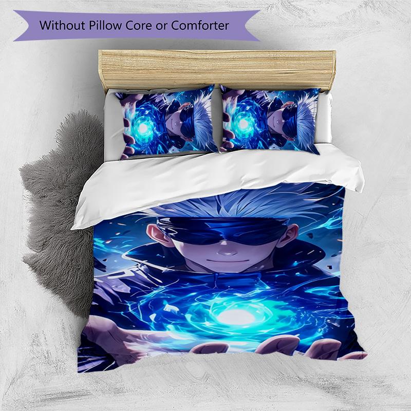 3pcs Gojo Satoru (2) Design Cover Set - HD Printed Bedding with 1 Cover and 2 Pillowcases - Perfect for Home and Dorm Decor