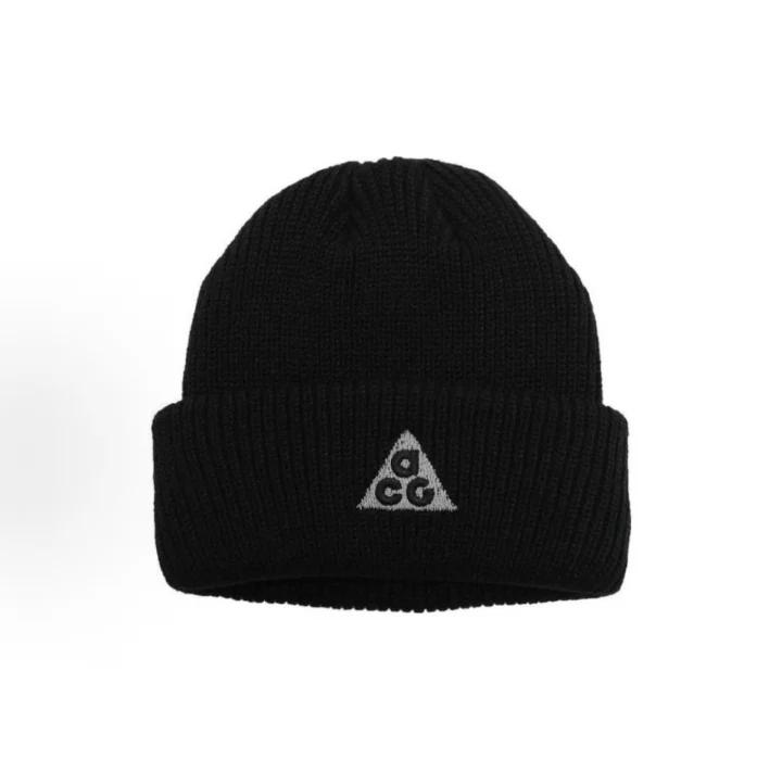 Nike ACG Black Cuffed Ribbed Knit Beanie Triangle Embroidered Logo Warm Winter Skull Cap for Men Women Outdoor HJ4409-010/247