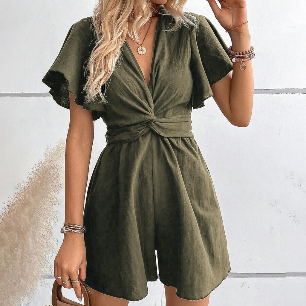 Women's Comfortable Casual Jumpsuit Short Sleeve Top Sweater Jumpsuit Shorts