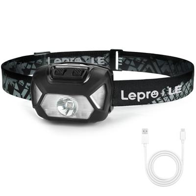 Перезаряжаемый светодиодный налобный фонарь Lepro 300 люмен с лучом Красные часы и IPX4 Идеально подходит для ночного отдыха на открытом воздухе и Мощный Компактный и легкий налобный фонарь USB-C,
