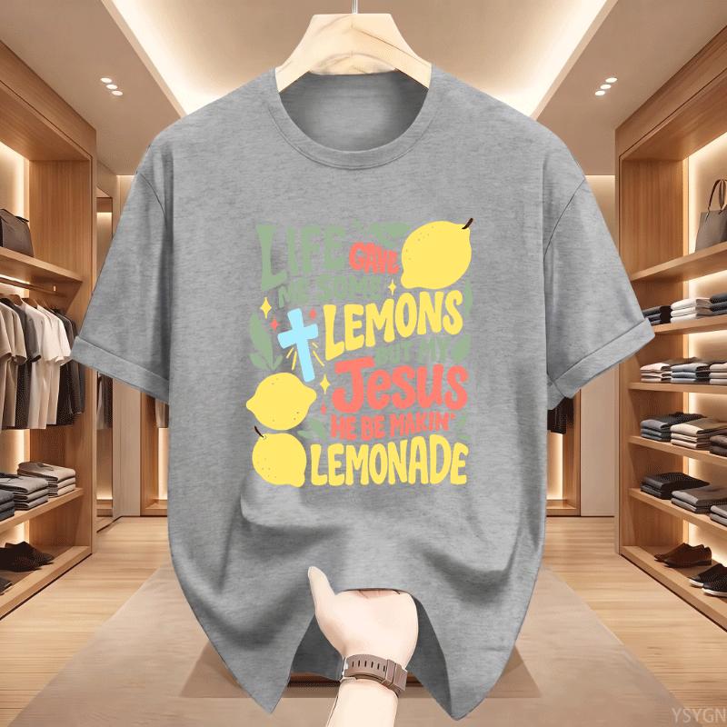 Lemonade Jesus Tshirt Unisex Christian Apparel Lemons T Shirt Faith Based Tshirt Casual Cotton Short Sleeve Round Neck Tees Tops