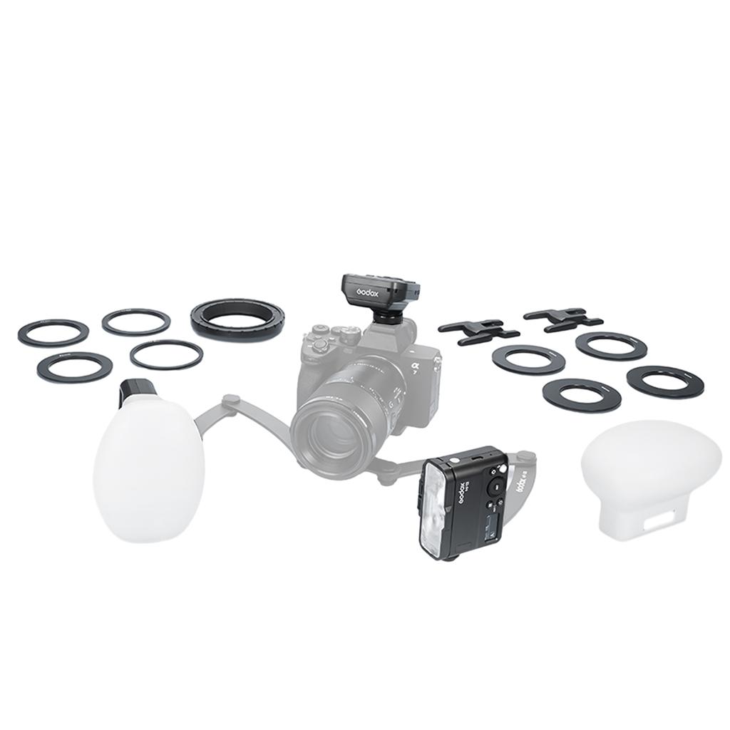 Комплект макровспышки GODOX MF12-DK1, включающий 2 выносные TTL-вспышки MF12 + 1 триггер вспышки + 8