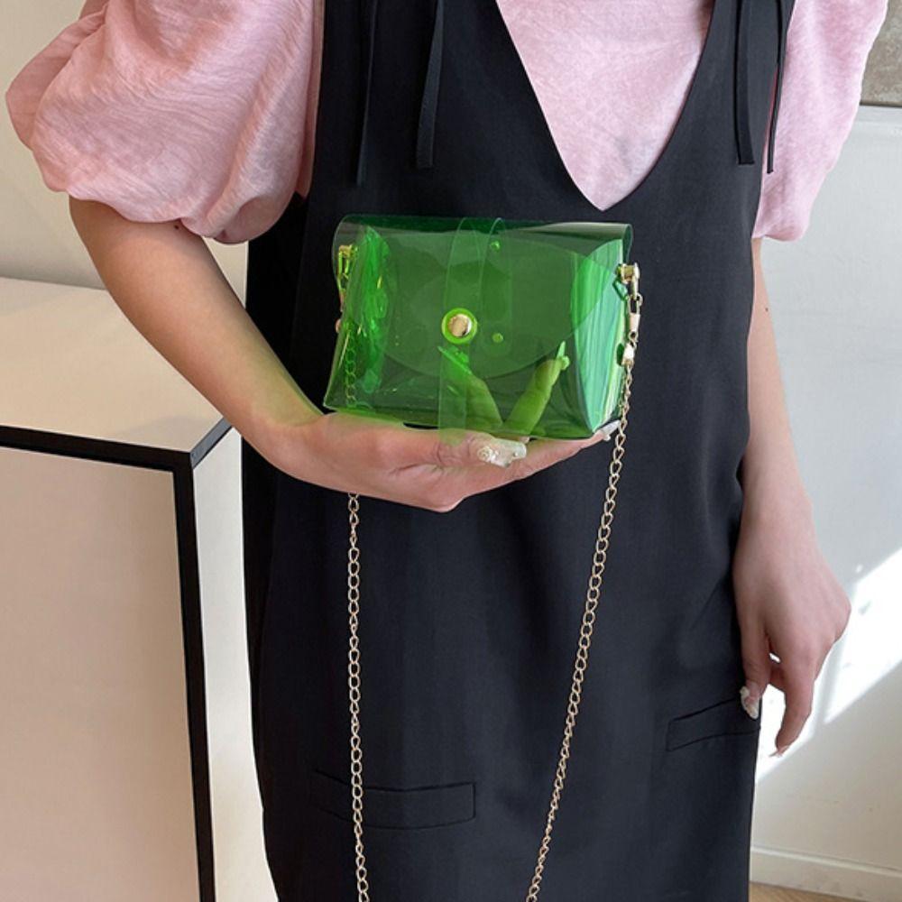 Candy Color Jelly Shoulder Bag Kawaii Mini Lipstick Bag Fashion Transparent Crossbody Bag Gift