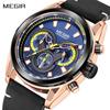 Rose Black Luxury Chronograph Men Watches with Leather Strap