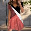 Summer Fashion Women's V Neck Short Sleeve Splicing Patterns Printed Dress Sex Short Skirt Dresses