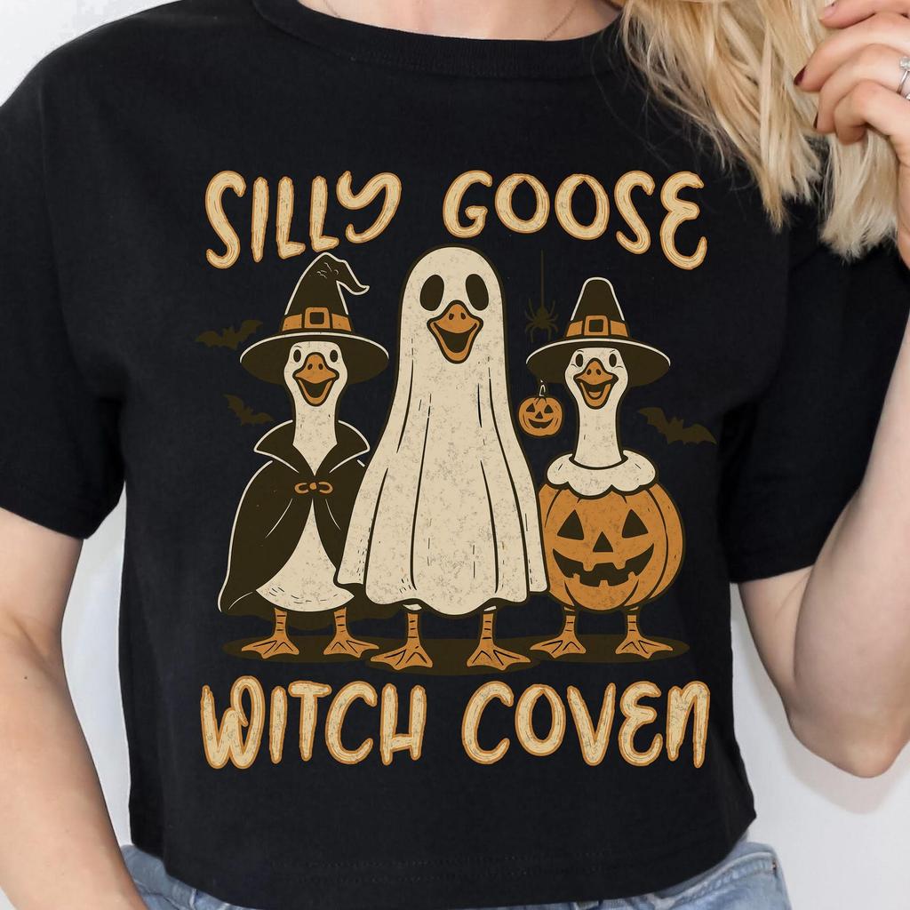 Silly Goose Witch Coven Unisex T-shirt, Halloween Costume Graphic Tee, Funny Animal Shirt, Halloween Party Apparel, Halloween Goose Tee,