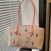 Summer Travel Woven Bag Tote Bag 2025 New Pastoral Vacation Style Strawberry Embroidered Handbag Commuter Women's Bag