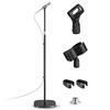 POLESTO Microphone Stand, Universal Demountable Design, Floor Stand with Compact Weighted Base, Adjustable Height (55cm - 170cm), Includes 2 Mic Clips