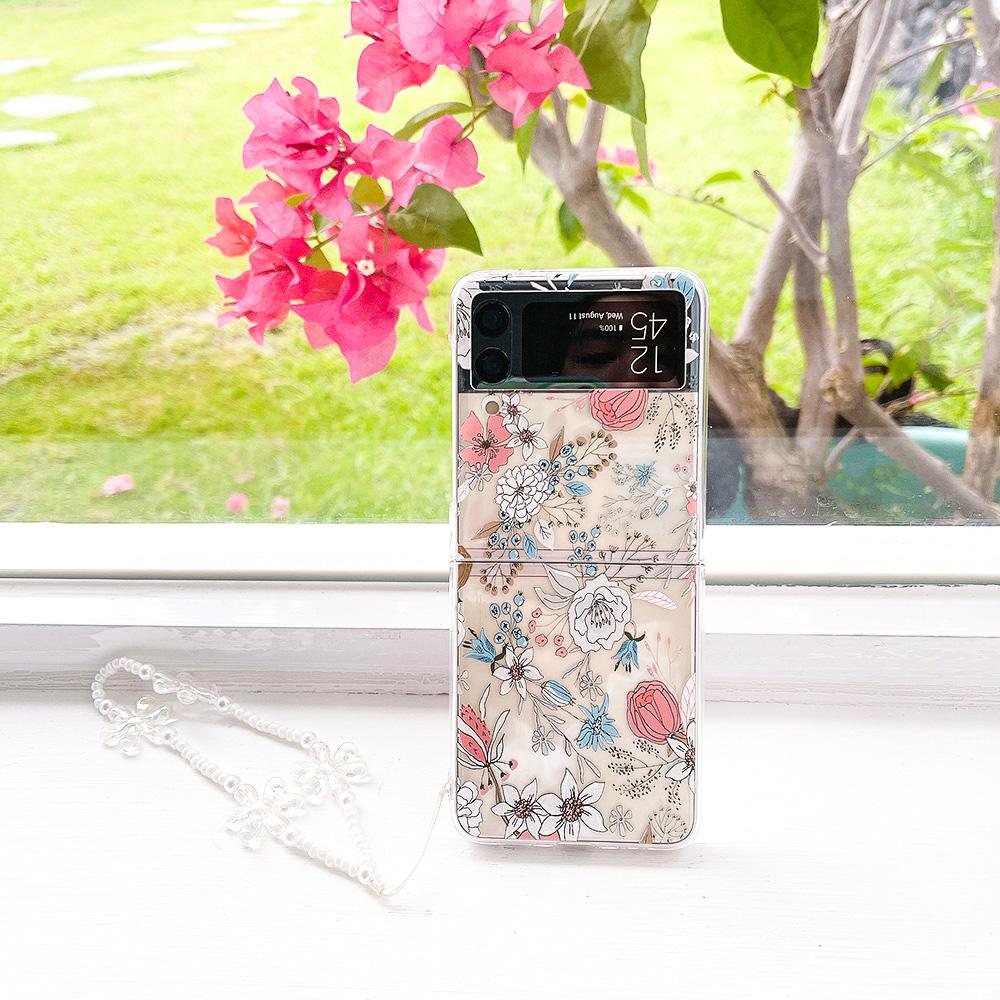 Для Samsung Galaxy Z Flip 4 3 чехол Flower Bird окрашенный прозрачный ударопрочный ПК жесткий задний чехол для Samsung Z Flip4 Zflip3 чехол