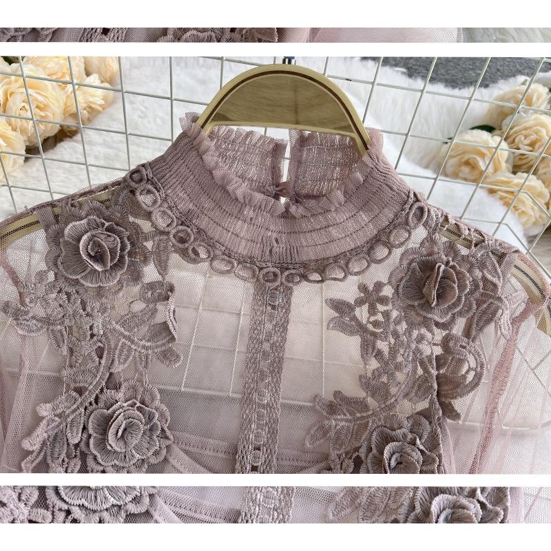 GMXIA Женская мода весна осень однотонный принт полуводолазка длинный рукав высокая талия повседневные платья