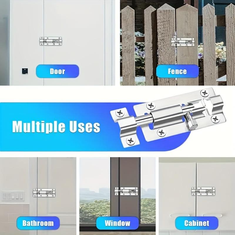 Stainless Steel Door Bolt Latch, Thickened Surface Mount Slide Latch Lock for Window,Cabinet, Security Gate, Wooden Door, 10pcs with Screws Included