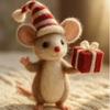 Yousheng Handcrafted Felt Christmas Mouse Figurine Santa Hat Mice Ornament Simulation Rat Statue Animal Sculpture Home Office Desktop Decoration